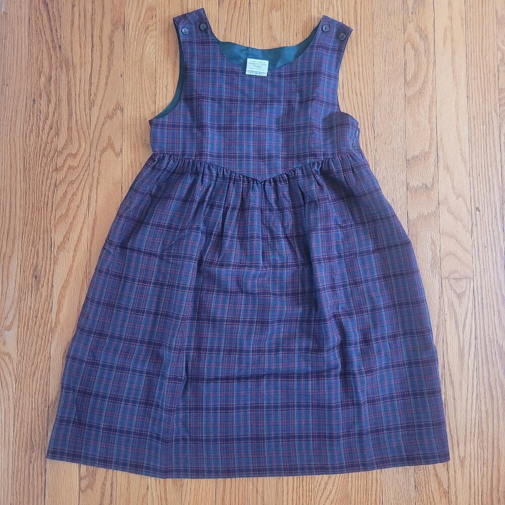 Vintage Laura Ashley Mother and Child Plaid Wool mix jumper dress EUC
